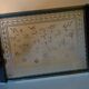 Silkscreened glass and wood tray vintage 50s