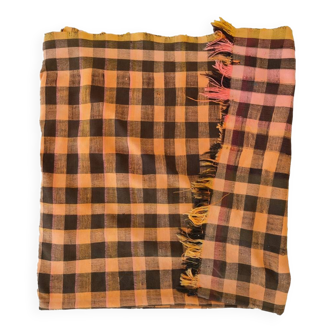 Vintage Haik checkered blanket from Morocco - 174 x 257 cm