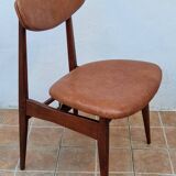 Scandinavian style chair in teak and leather, 1960s