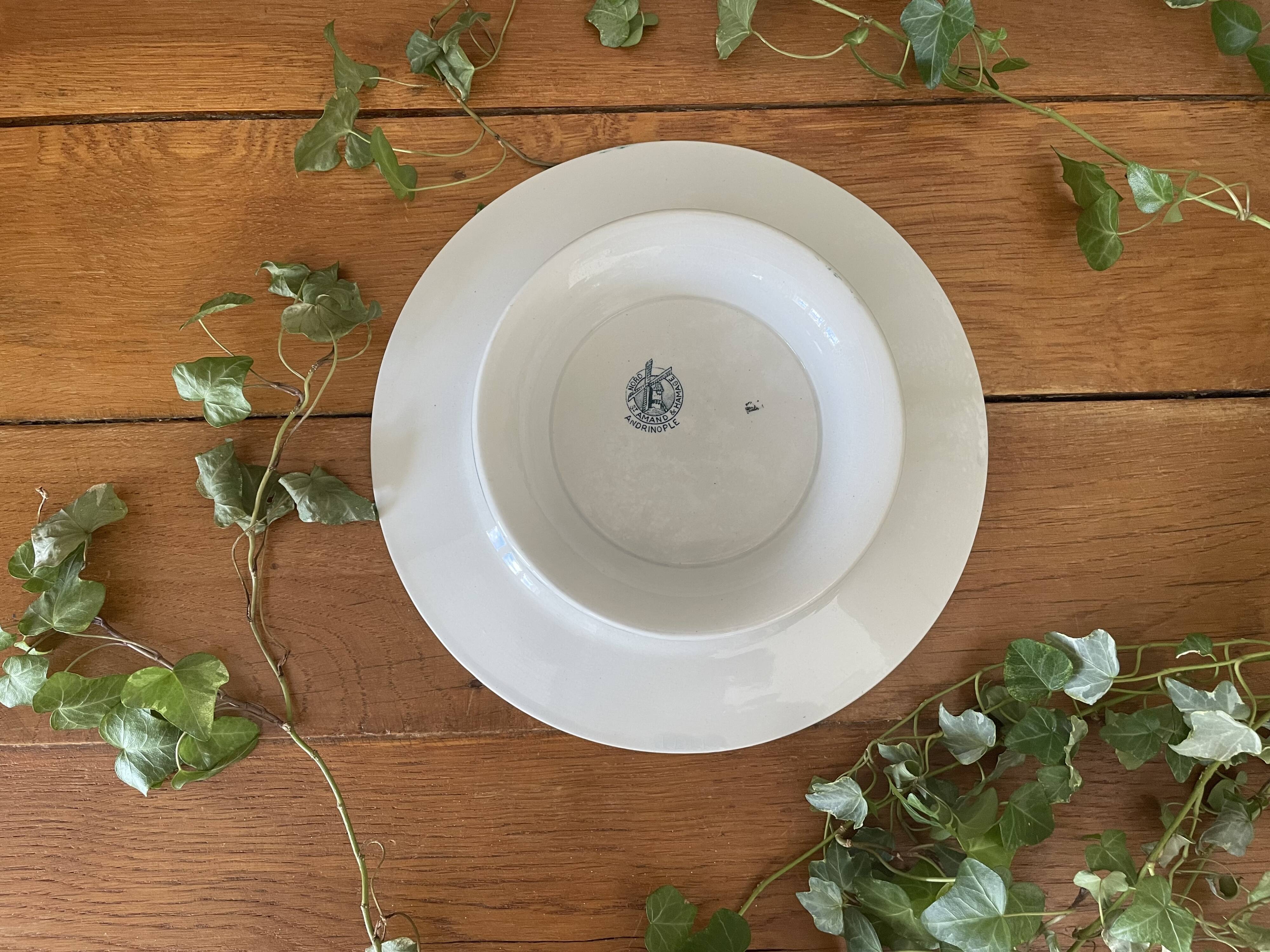 Antique dish for mignardises in Saint-Amand earthenware (Nord)