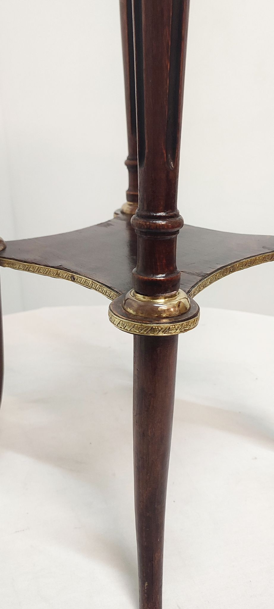 Auxiliary table made of wood, marble and brass, France 1950