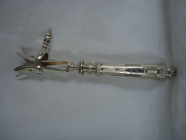 Manche à gigot, pince en métal argenté et manche argent fourré