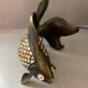 Lampe poisson vintage en laiton et verre
