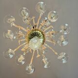 Liège lustre in blown glass, two levels of light arms, 18th century.