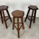 Set of 3 brutalist elm bar stools brand Aranjou
