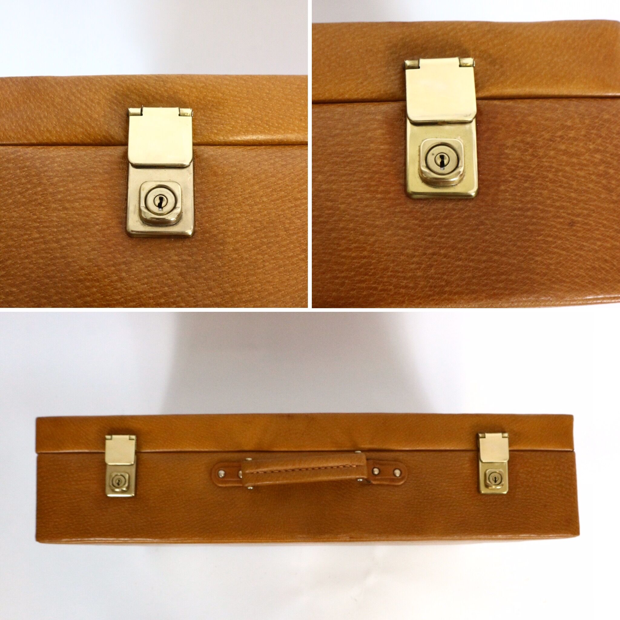 Set three vintage leather suitcases