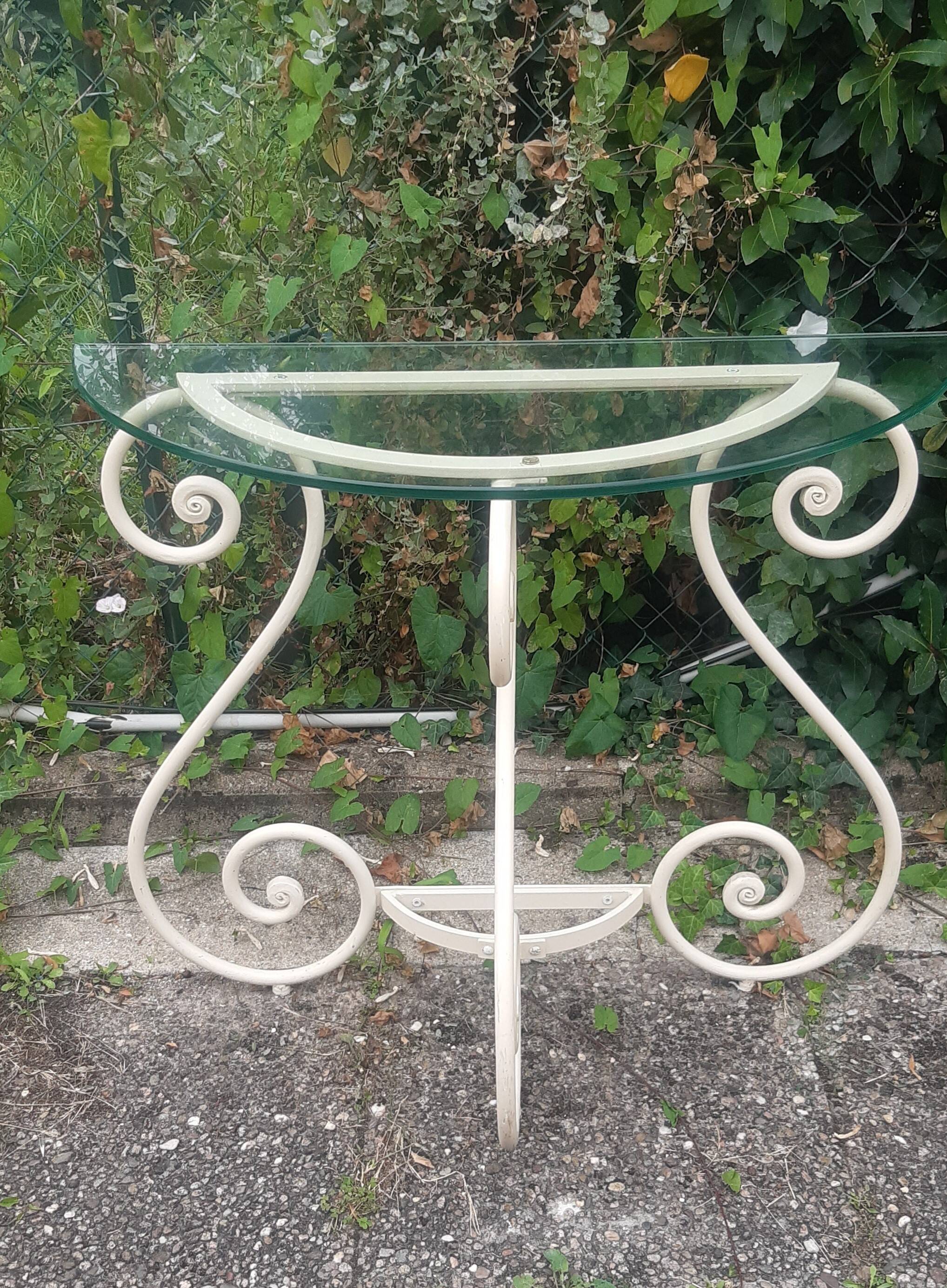 Wrought iron half-moon console