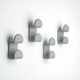 Set of Four White Vintage Gedy Hooks Italy 1970s