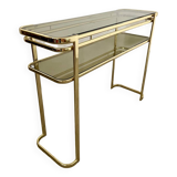 Old golden brass console Italian design Milo Baughman for Morex 1970s vintage