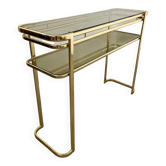 Old golden brass console Italian design Milo Baughman for Morex 1970s vintage