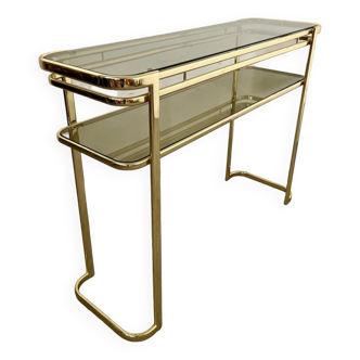 Old golden brass console Italian design Milo Baughman for Morex 1970s vintage