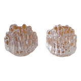 Pair of "polaris" glass candle holders by Goran Warff 1960