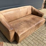3-seater De Sede sofa in 5mm NECK Buffalo leather, Cognac color