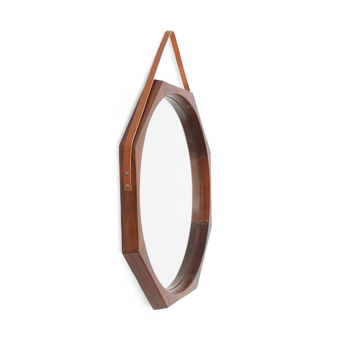 Octagonal mirror with a teak frame, 1960s