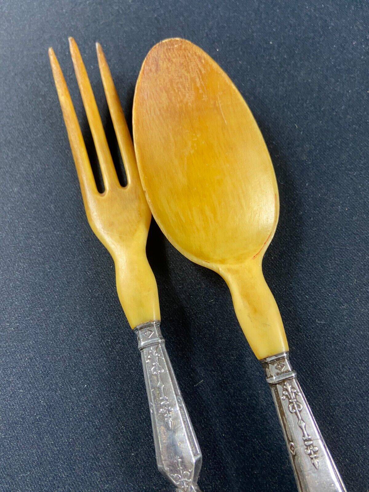 Service à salade manches en argent XIXe Restauration