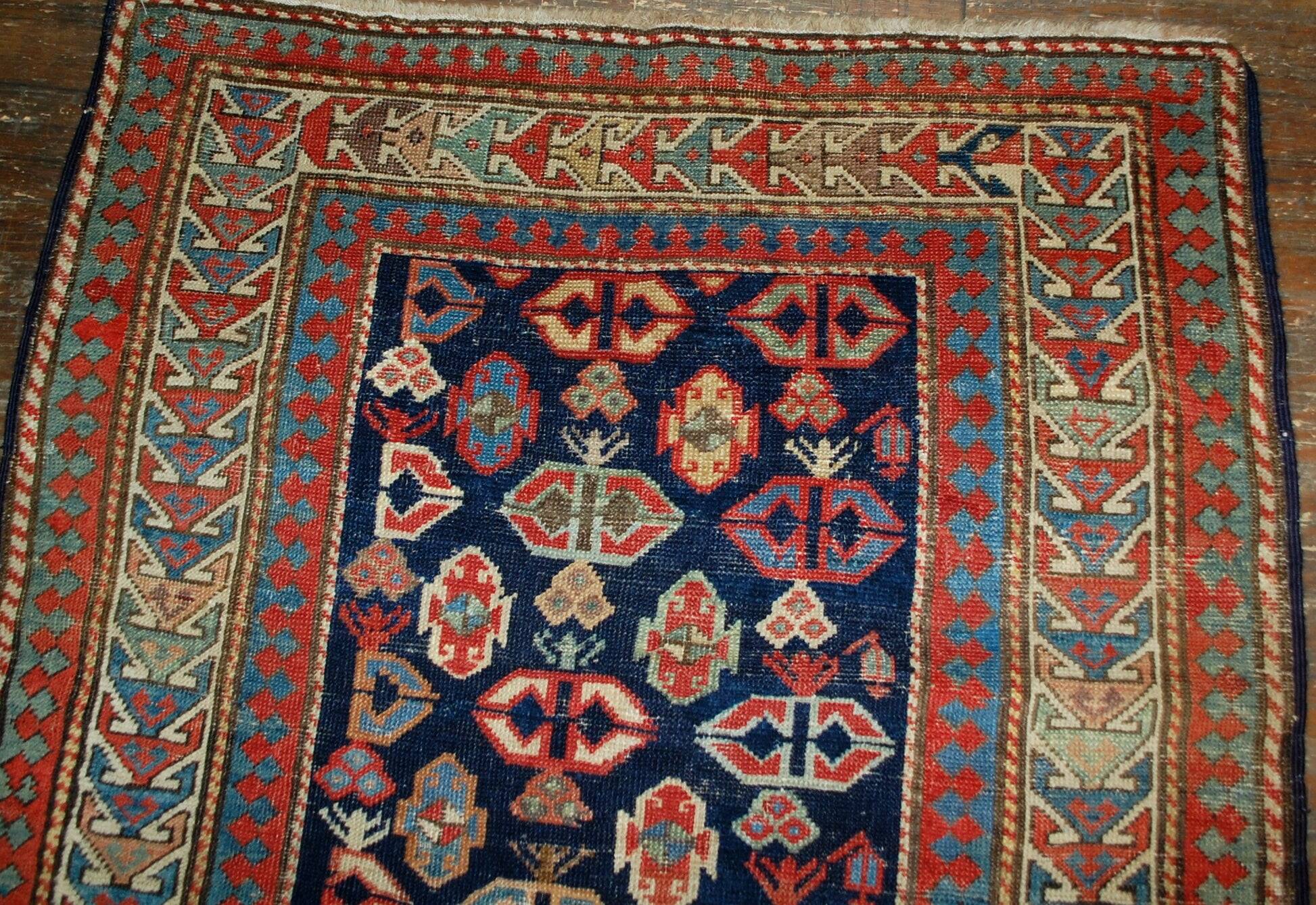 Handmade antique Armenian Gandzak rug 106cm x 222cm 1880s - 1B519
