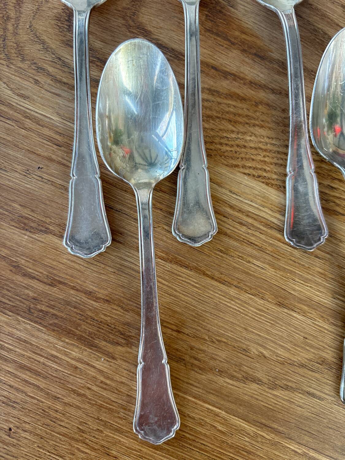 Set of 6 small silver metal spoons Apollo