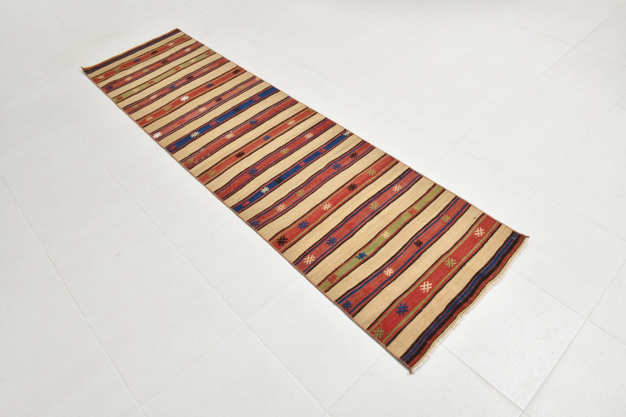 Handmade Wool Kilim Runner Rug, 70x258Cm