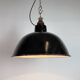 East German Black Enamel Factory Light by LBD Veb Leuchtenbau Dresden, 1950