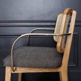 Lot of 4 canning chairs dark wood armrests