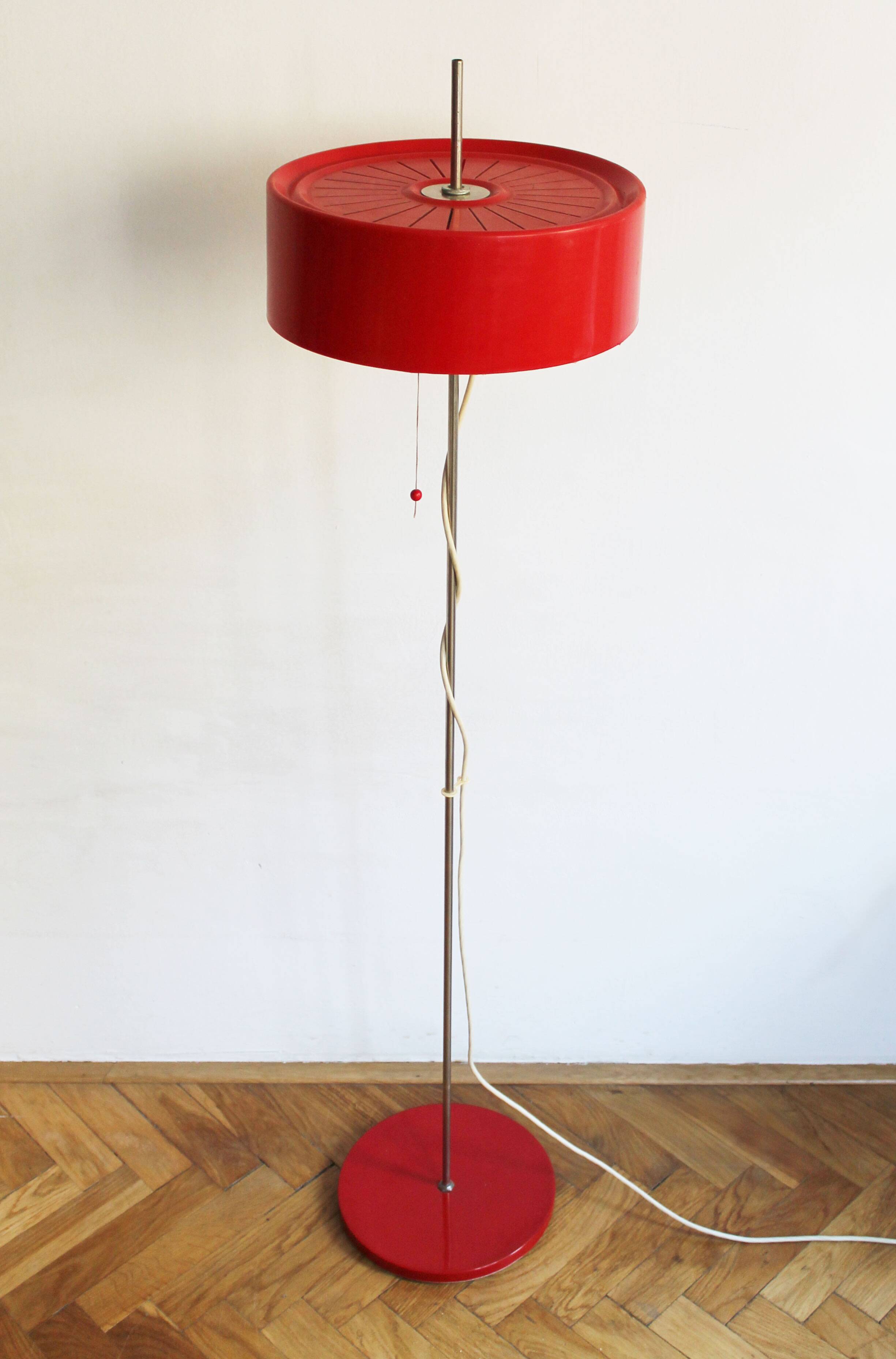 1970's Vintage Red Floor Lamp
