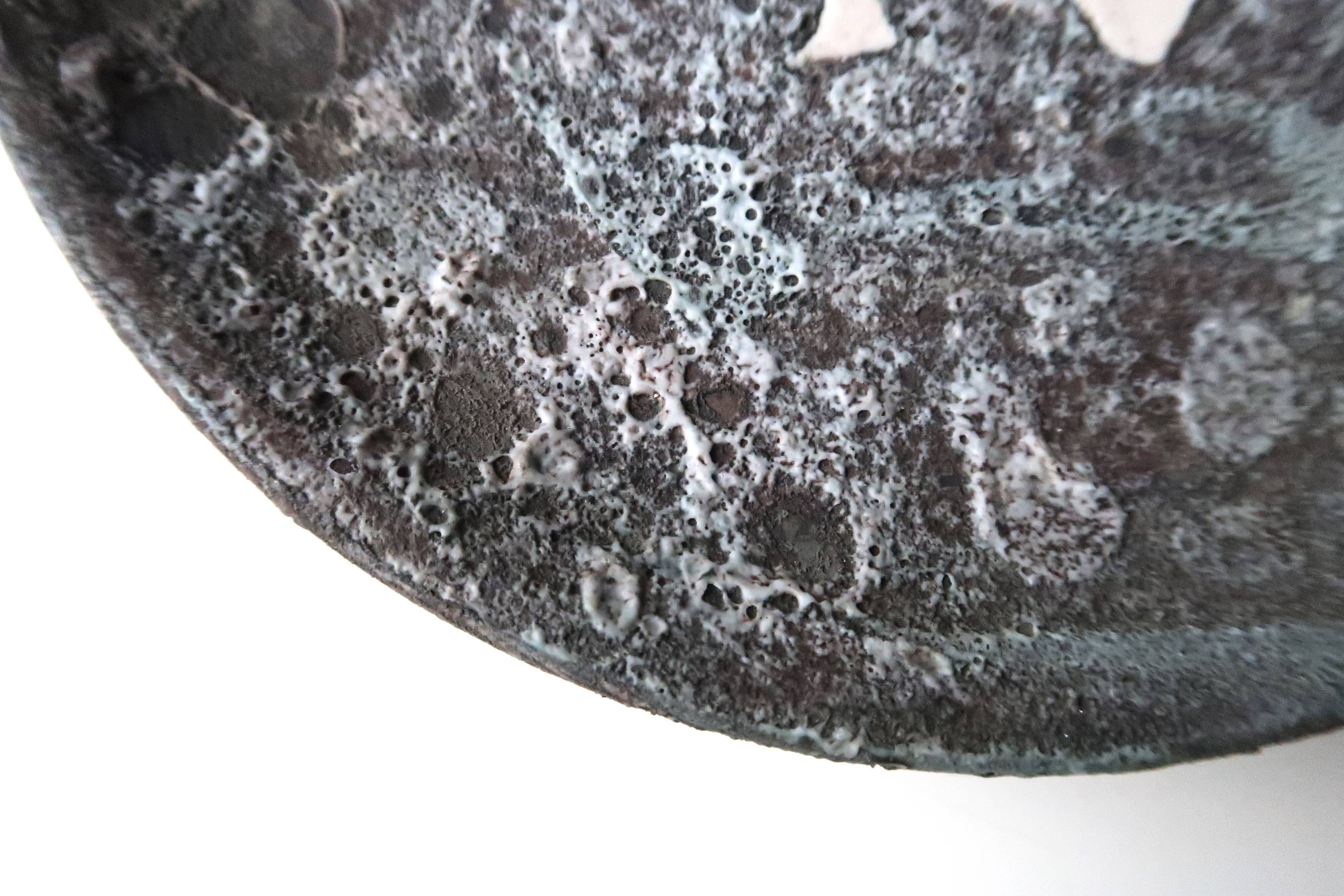 Wall plate in ceramic fat lava, rock decoration, 70s