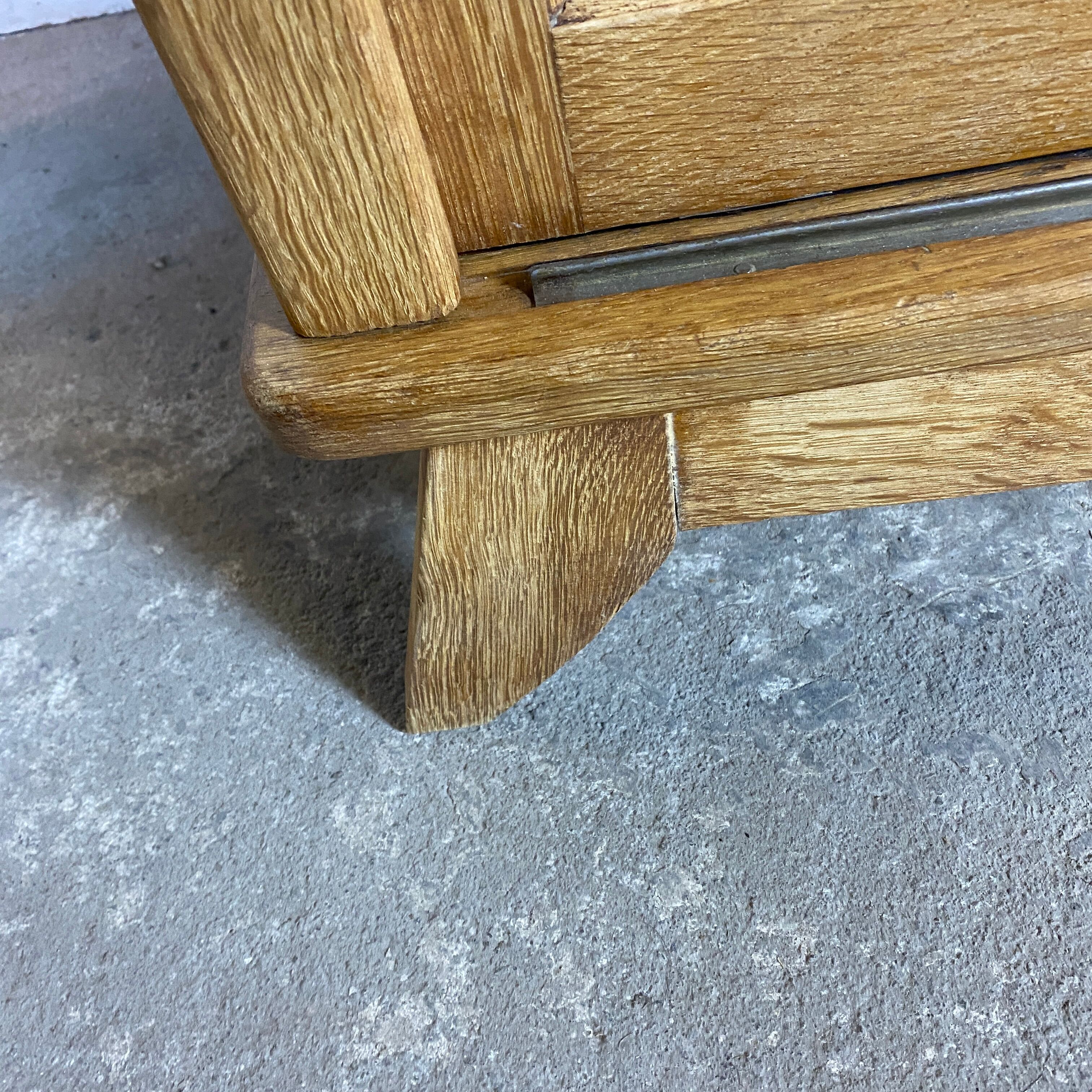 Vintage oak cabinet raw feet compass