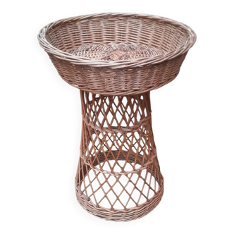 Vintage 50s planter on rattan stand