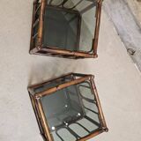 Two rattan and smoked glass tables, 1970