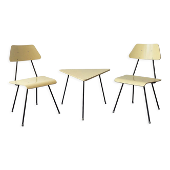 Set of 2 Room '56 chairs and sidetabe by Rob Parry for Dico, The Netherlands 1950's