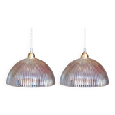 Pair of holophane glass pendants 1950