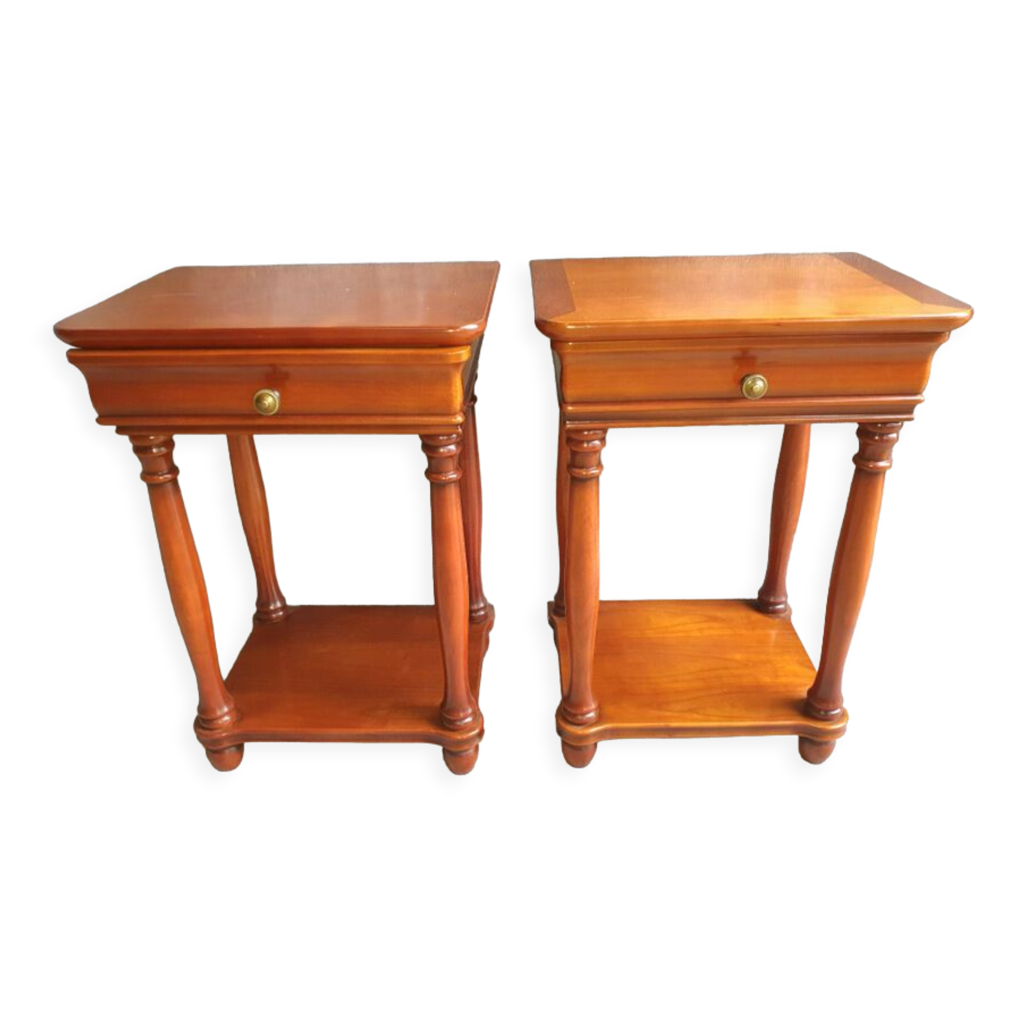 2 bedside tables in stained wood