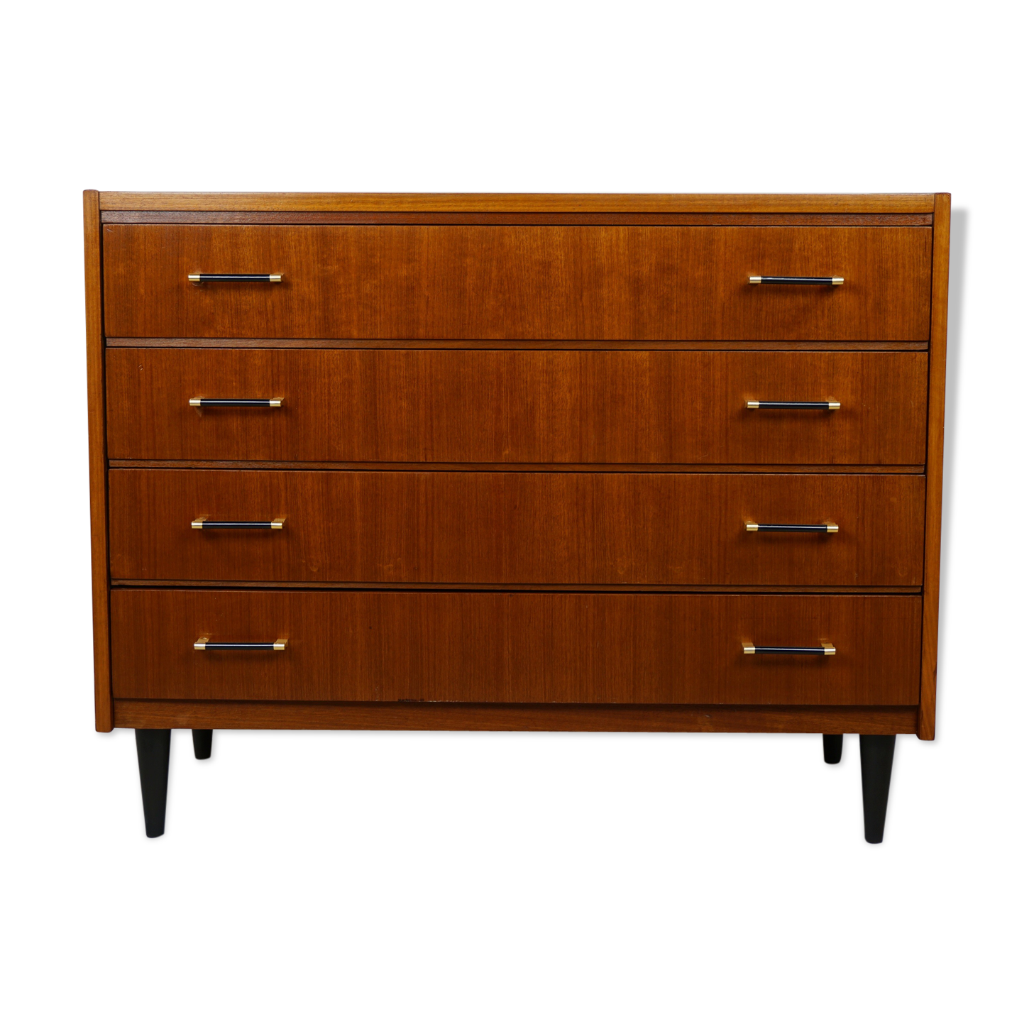 60s teak and brass chest of drawers