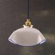 Suspension ancienne en opaline blanche avec filet translucide bleu, suspension française  circa 1950