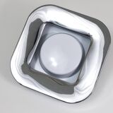 Square white ashtray Ico Parisi, chrome and melamine by Lamperti, Italy, 1970s.