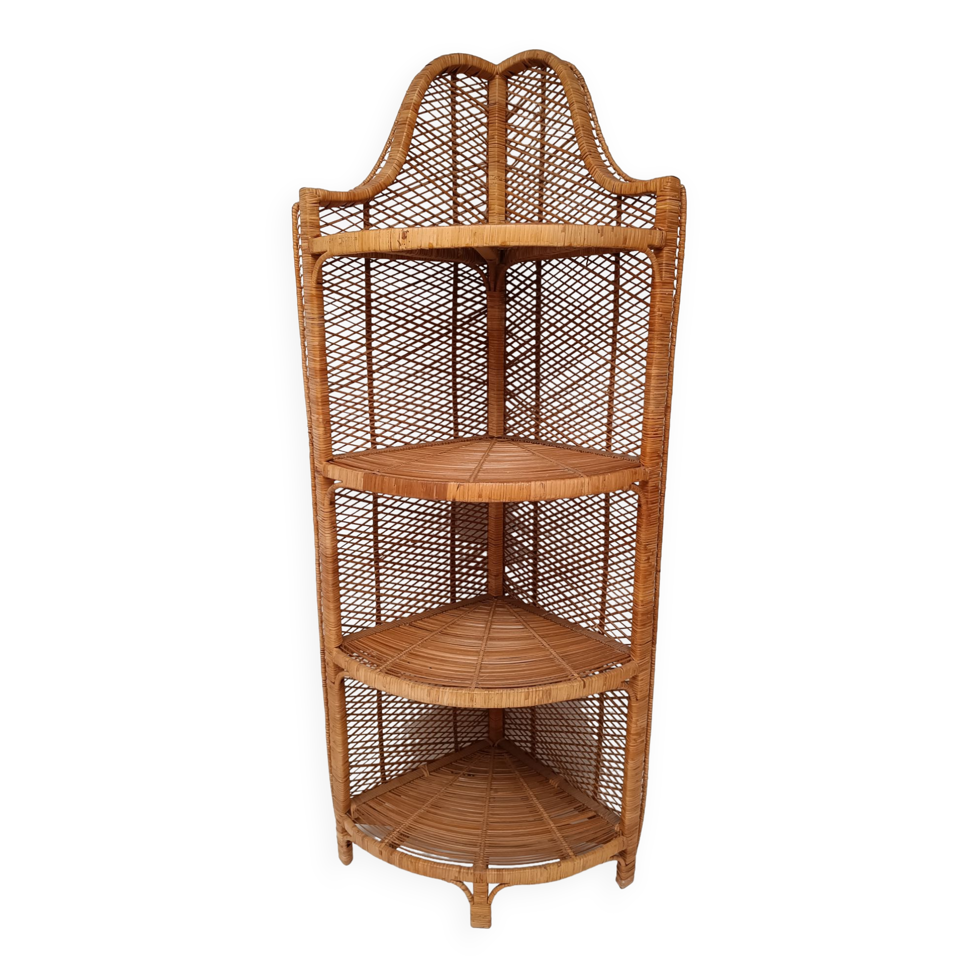 Tall rattan shelf