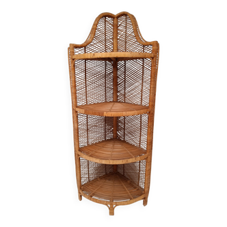 Tall rattan shelf