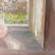 Old painting, still life with bouquet of flower and cat 80s