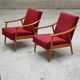 Pair of Czechoslovak armchairs 1960 red pink 1960