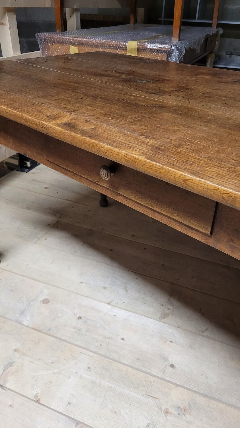 Table de bistrot restaurant en chêne massif ancienne, 1900s -1m53