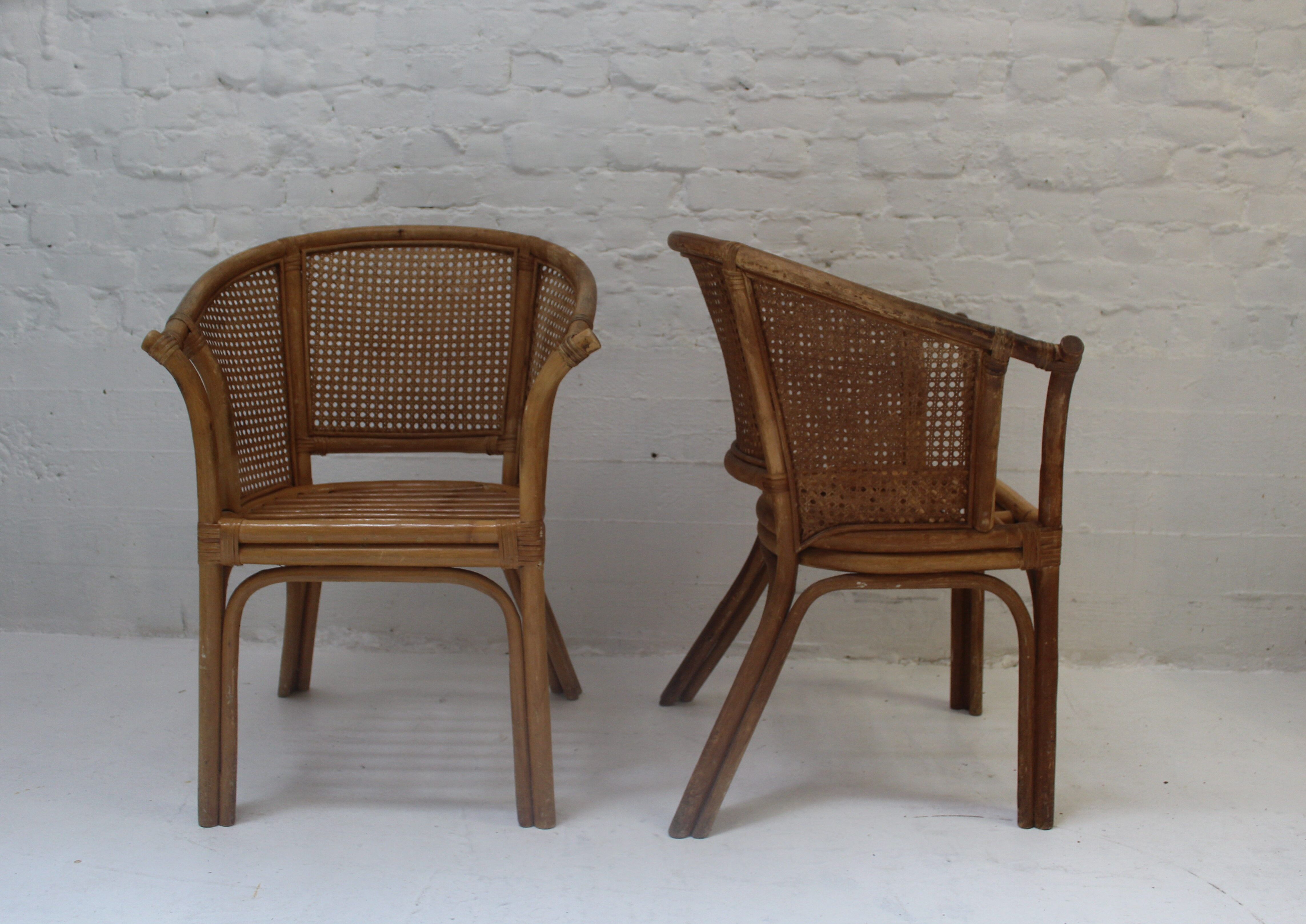 6 chaises ou fauteuils vintage en rotin