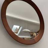 Scandinavian round teak mirror
