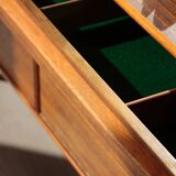 Vintage zebrano and walnut furniture from Morris of Glasgow.