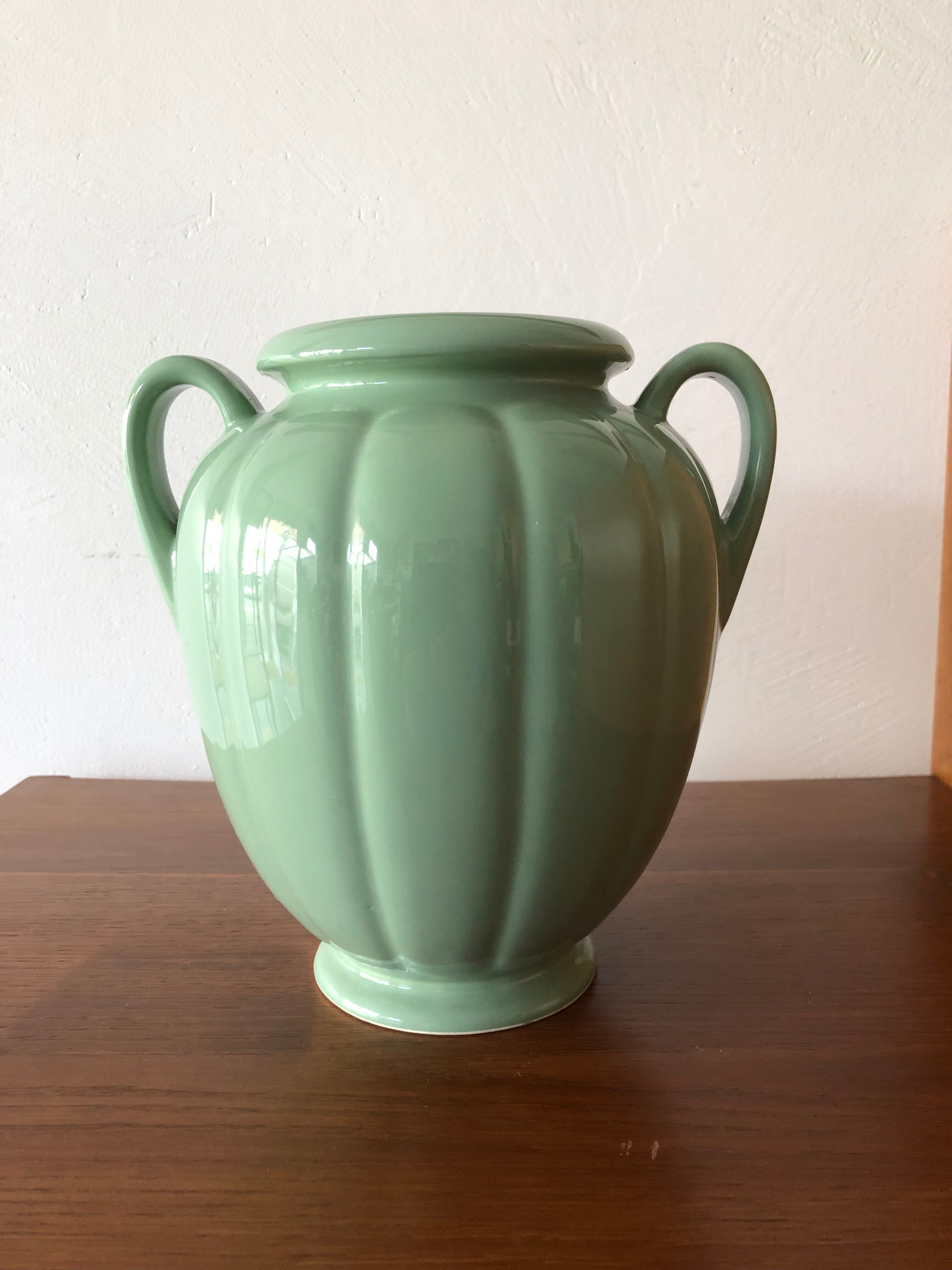 Green vintage water vase