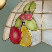 Vintage mother-of-pearl and brass pendant lampshade with fruit decorations