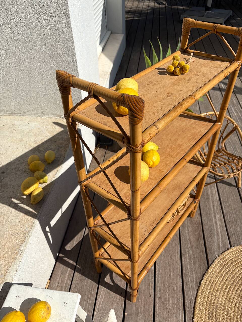 Vintage rattan bookshelf