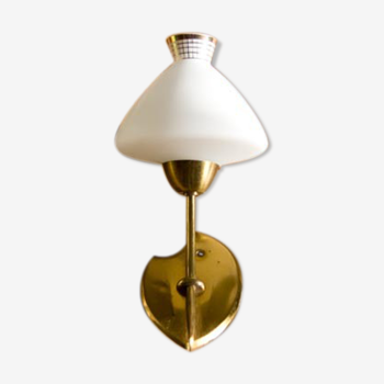 opaline and brass wall light