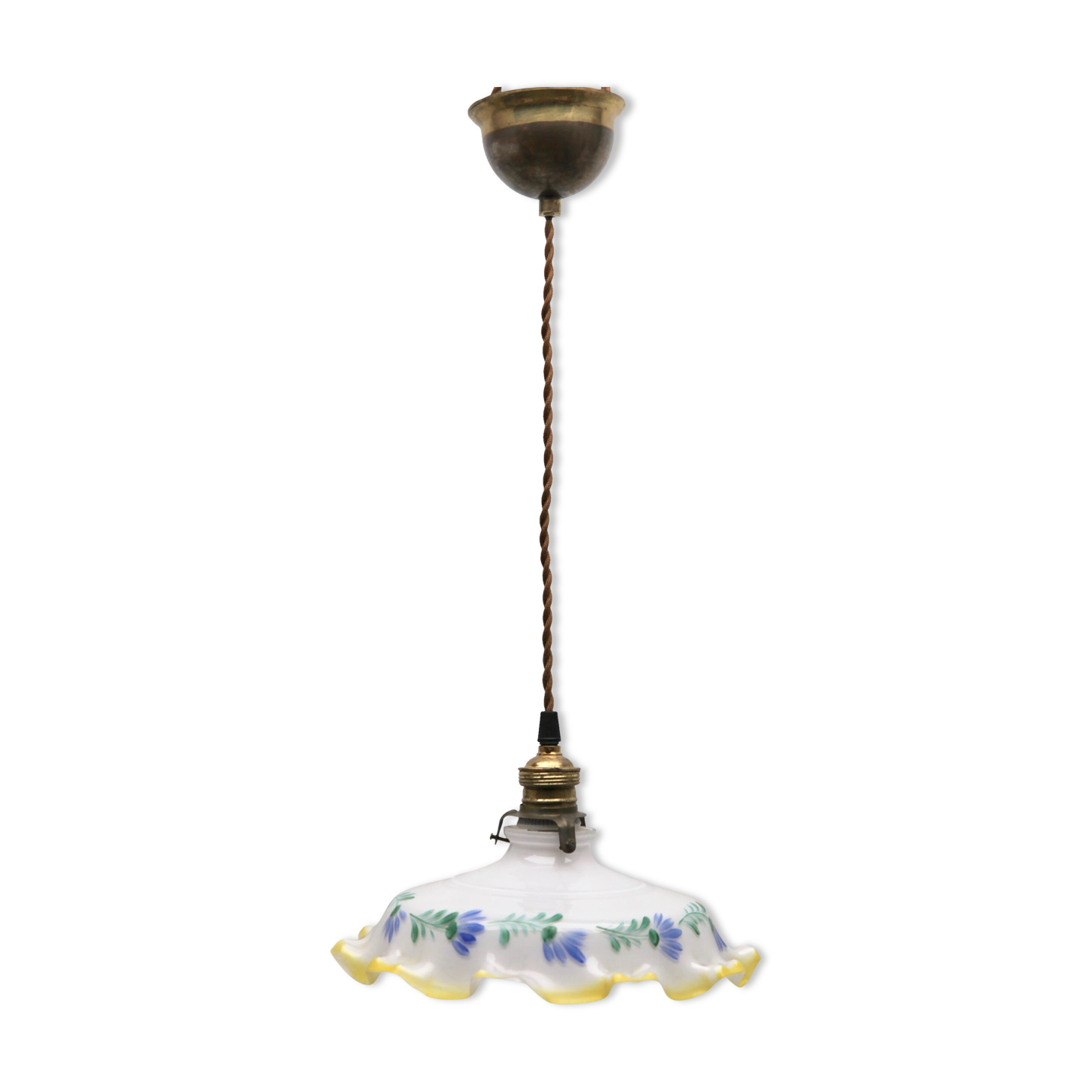 Art Deco Ceiling Lamp, Scailmont Belgium Glass Shade, 1930s