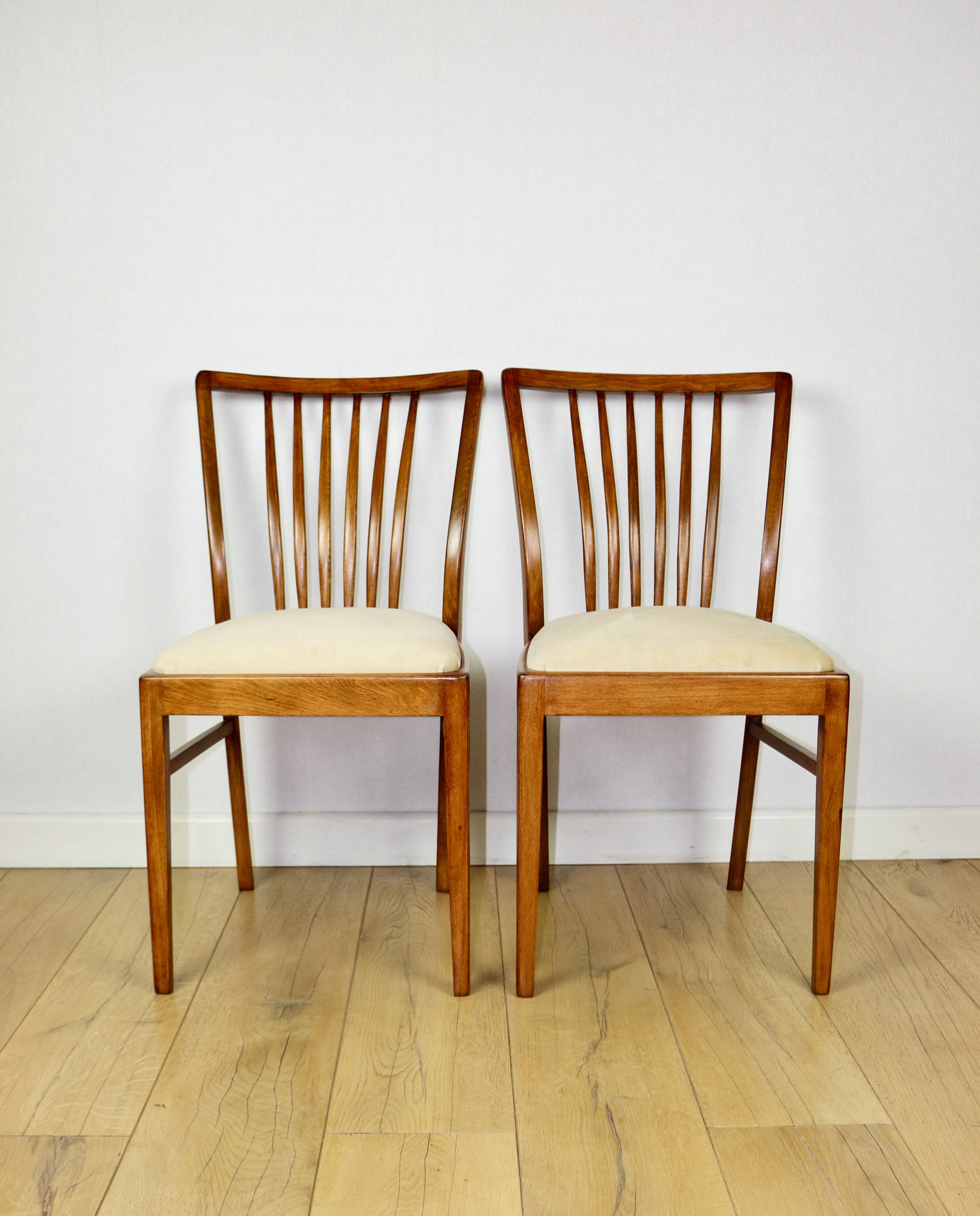 Vintage chairs beige velvet - set of 4