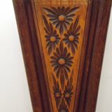 French antique oak tin-lined hand-carved umbrella stand with flower decoration.